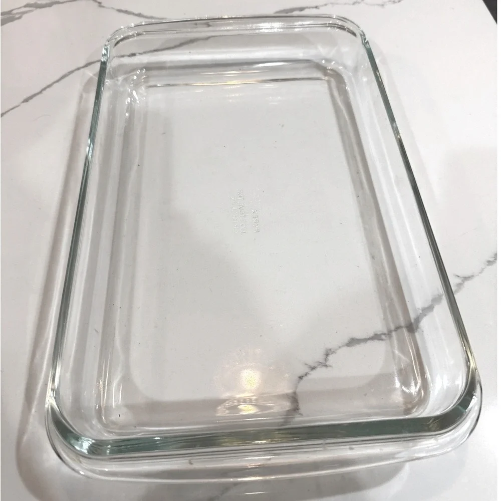 Vintage PYREX all caps 234 USA Clear Glass Rectangular Dish 4 Qt D-7 38x25x4 cm